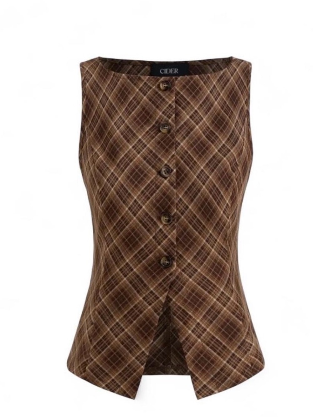 Brown Button Up Cider Plaid Top